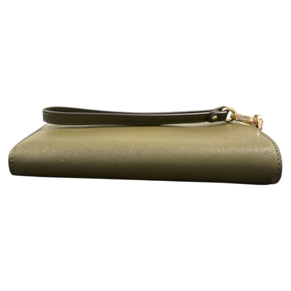 Michael Kors Jet Set Travel Double Zip Leather Wristlet Wallet Green NWOT - Picture 6 of 7